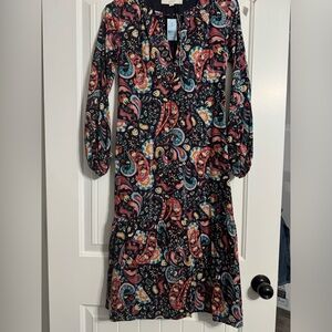 Loft XXS Paisley Dress NWT mid calf length